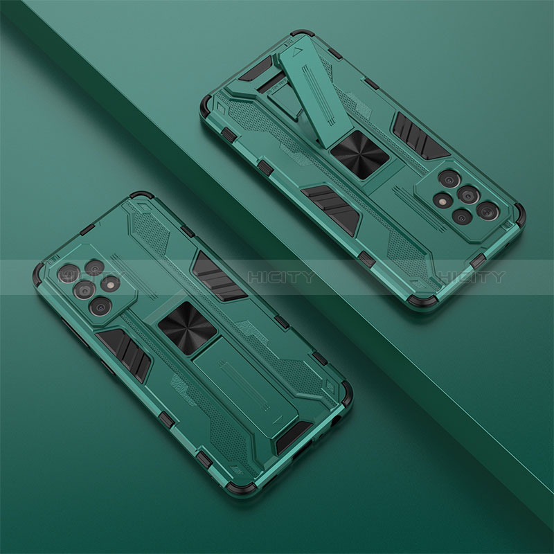 Coque Contour Silicone et Plastique Housse Etui Mat avec Aimant Magnetique Support T01 pour Samsung Galaxy A52s 5G Vert Plus