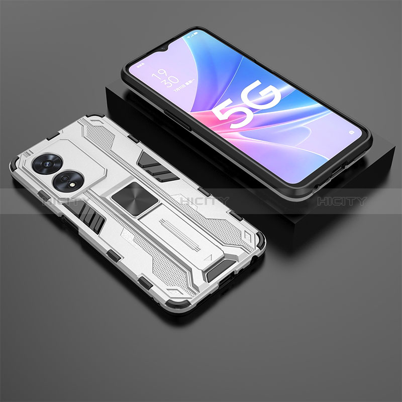 Coque Contour Silicone et Plastique Housse Etui Mat avec Aimant Magnetique Support T02 pour Oppo A1 Pro 5G Plus