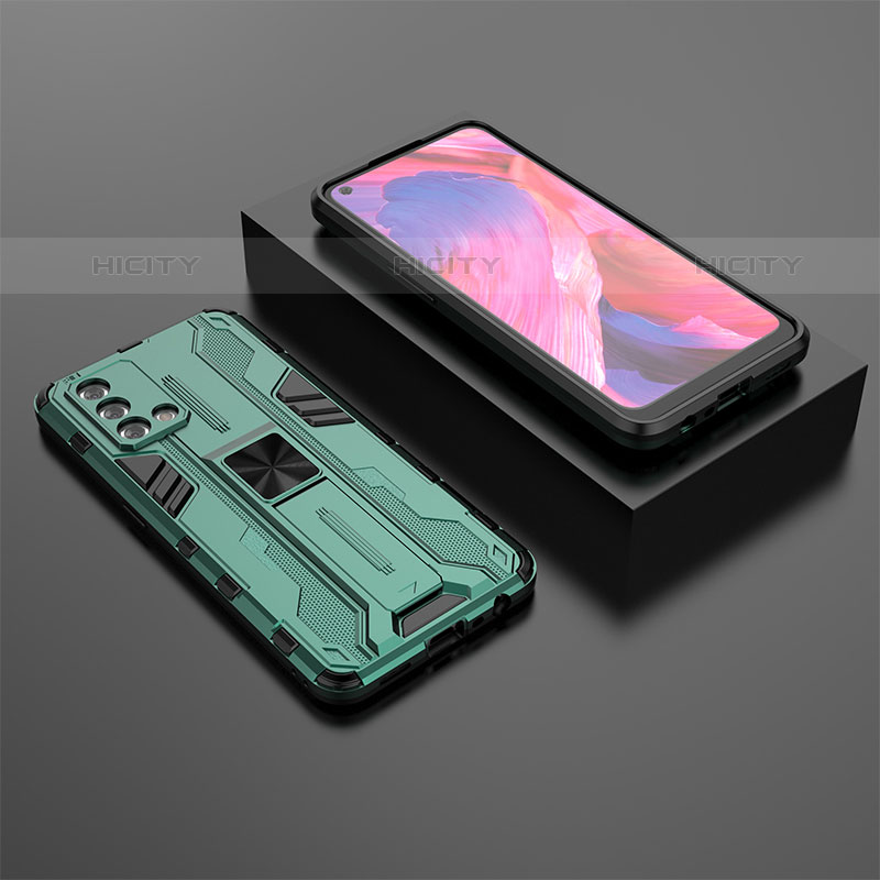 Coque Contour Silicone et Plastique Housse Etui Mat avec Aimant Magnetique Support T02 pour Oppo A74 4G Plus