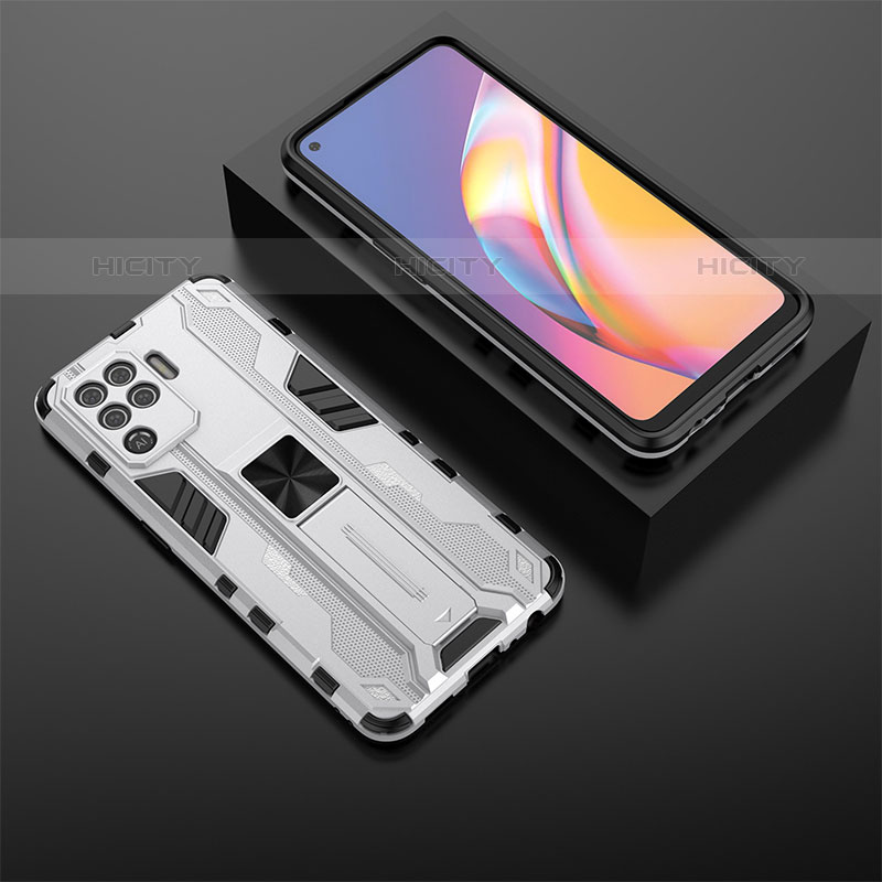 Coque Contour Silicone et Plastique Housse Etui Mat avec Aimant Magnetique Support T02 pour Oppo A94 4G Plus