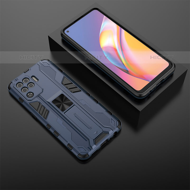 Coque Contour Silicone et Plastique Housse Etui Mat avec Aimant Magnetique Support T02 pour Oppo A94 4G Plus