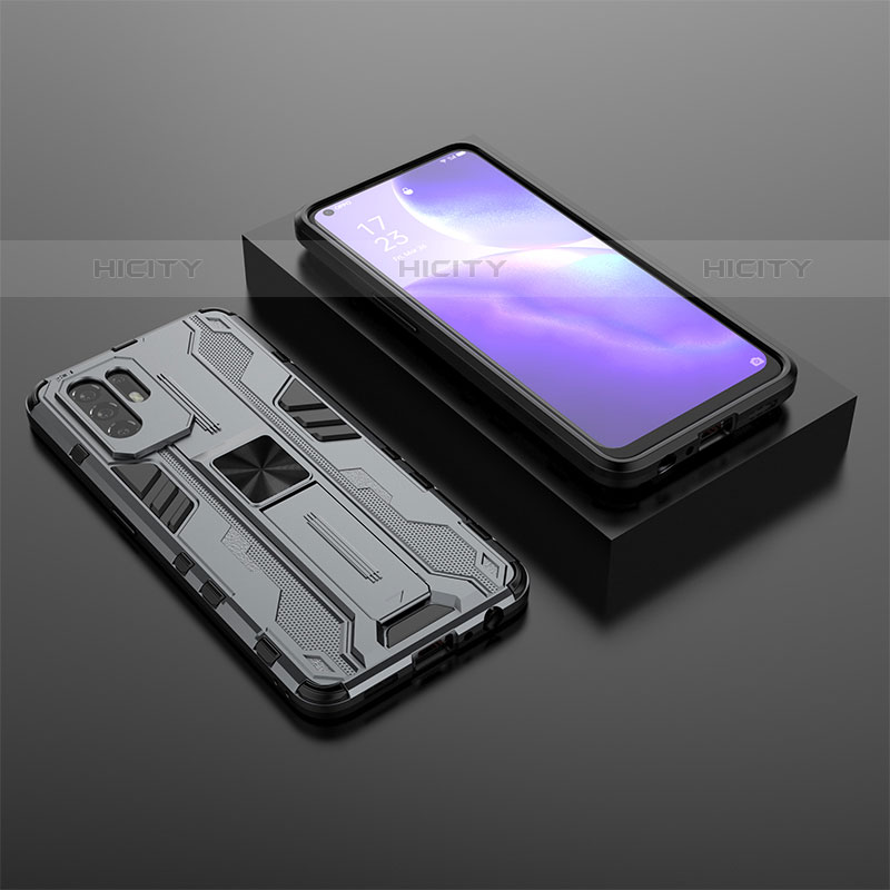 Coque Contour Silicone et Plastique Housse Etui Mat avec Aimant Magnetique Support T02 pour Oppo A94 5G Plus