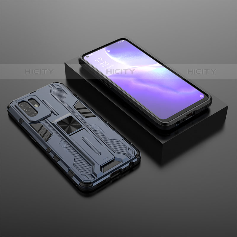 Coque Contour Silicone et Plastique Housse Etui Mat avec Aimant Magnetique Support T02 pour Oppo A94 5G Plus