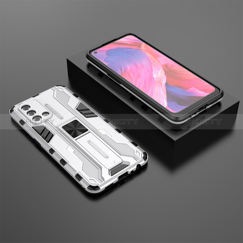 Coque Contour Silicone et Plastique Housse Etui Mat avec Aimant Magnetique Support T02 pour Oppo F19 Plus