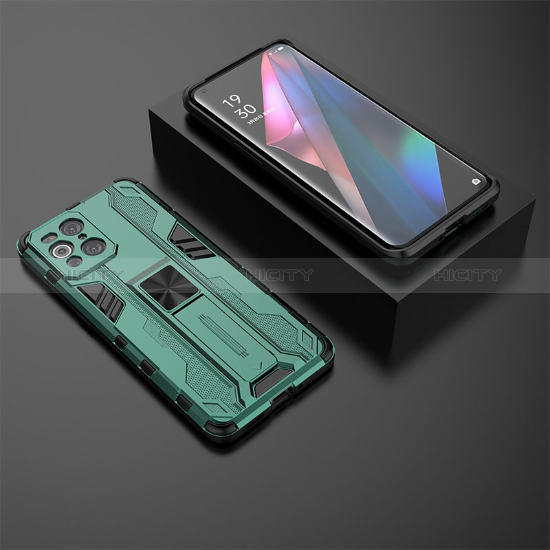 Coque Contour Silicone et Plastique Housse Etui Mat avec Aimant Magnetique Support T02 pour Oppo Find X3 5G Plus