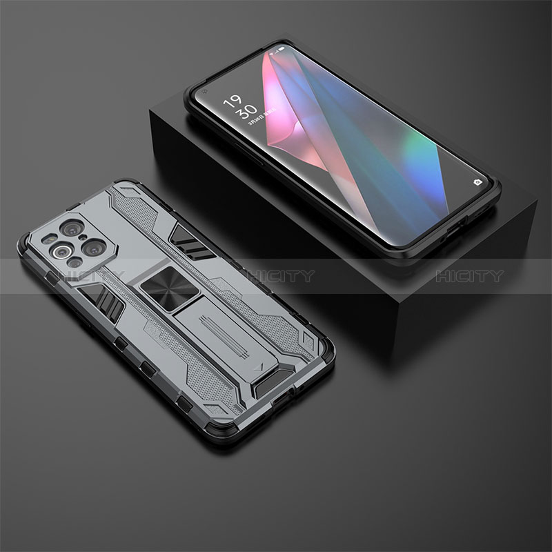 Coque Contour Silicone et Plastique Housse Etui Mat avec Aimant Magnetique Support T02 pour Oppo Find X3 5G Plus