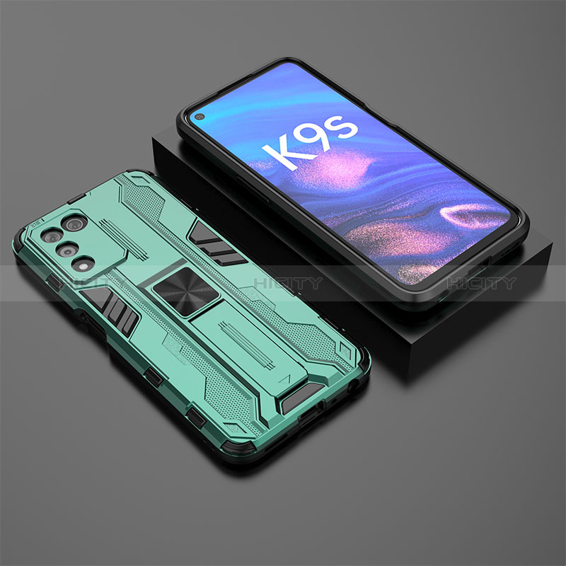 Coque Contour Silicone et Plastique Housse Etui Mat avec Aimant Magnetique Support T02 pour Oppo K9S 5G Plus