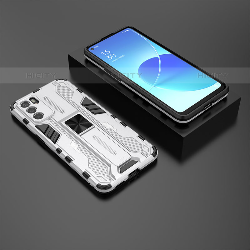 Coque Contour Silicone et Plastique Housse Etui Mat avec Aimant Magnetique Support T02 pour Oppo Reno6 5G Plus