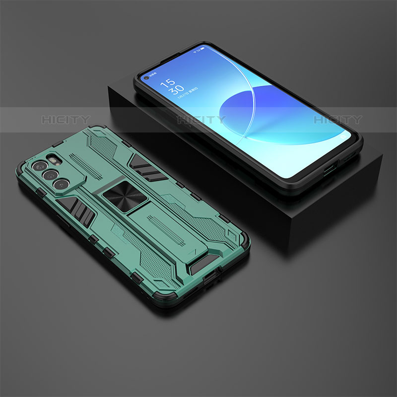 Coque Contour Silicone et Plastique Housse Etui Mat avec Aimant Magnetique Support T02 pour Oppo Reno6 5G Plus