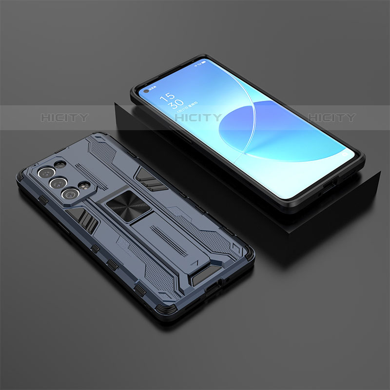 Coque Contour Silicone et Plastique Housse Etui Mat avec Aimant Magnetique Support T02 pour Oppo Reno6 Pro 5G Plus