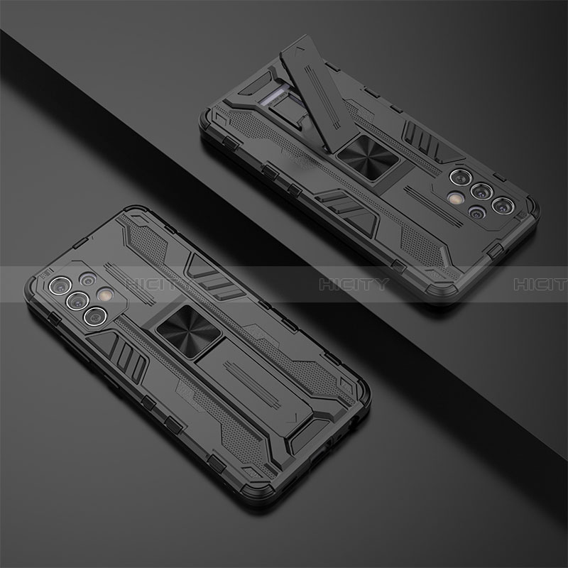 Coque Contour Silicone et Plastique Housse Etui Mat avec Aimant Magnetique Support T02 pour Samsung Galaxy A32 5G Noir Plus