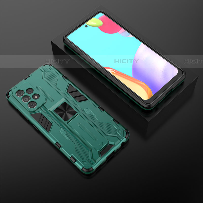 Coque Contour Silicone et Plastique Housse Etui Mat avec Aimant Magnetique Support T02 pour Samsung Galaxy A52 4G Vert Plus