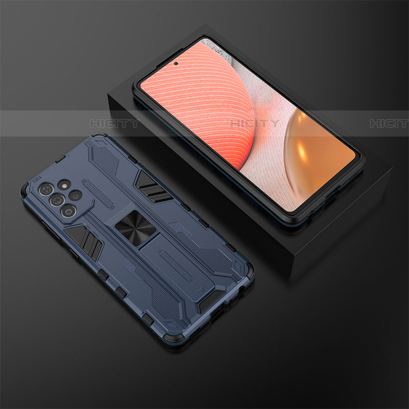 Coque Contour Silicone et Plastique Housse Etui Mat avec Aimant Magnetique Support T02 pour Samsung Galaxy A72 4G Plus