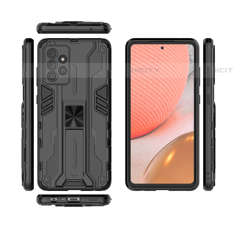 Coque Contour Silicone et Plastique Housse Etui Mat avec Aimant Magnetique Support T02 pour Samsung Galaxy A72 5G Plus