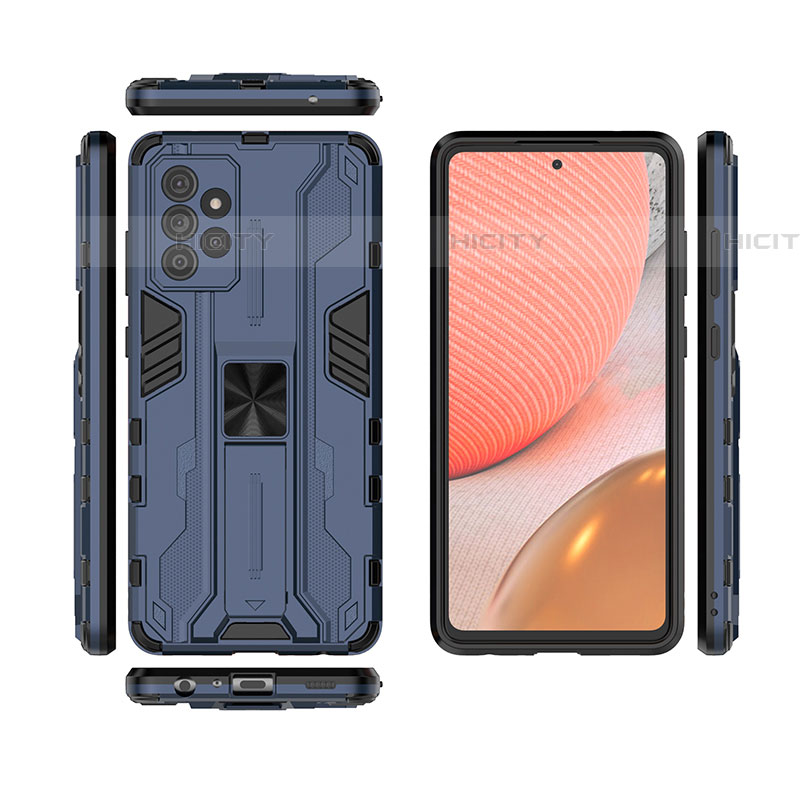 Coque Contour Silicone et Plastique Housse Etui Mat avec Aimant Magnetique Support T02 pour Samsung Galaxy A72 5G Plus