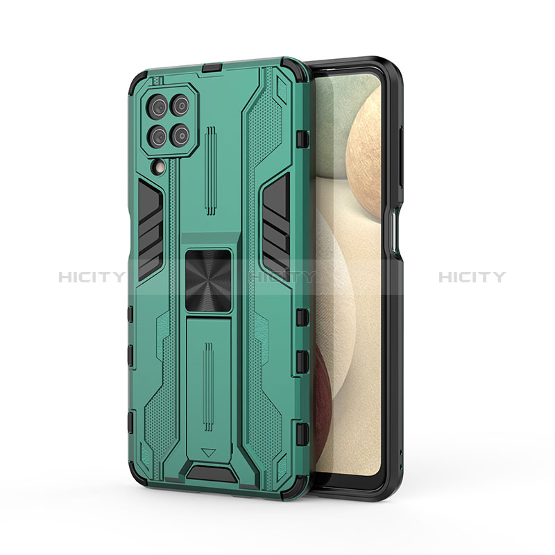 Coque Contour Silicone et Plastique Housse Etui Mat avec Aimant Magnetique Support T04 pour Samsung Galaxy M12 Vert Plus