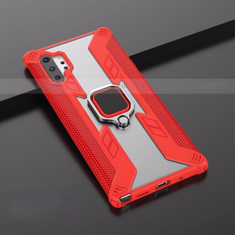 Coque Contour Silicone et Plastique Housse Etui Mat avec Magnetique Support A02 pour Samsung Galaxy Note 10 Plus 5G Plus