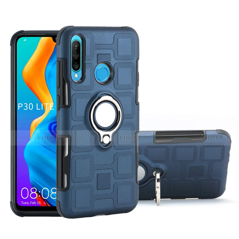 Coque Contour Silicone et Plastique Housse Etui Mat avec Magnetique Support Bague Anneau A01 pour Huawei Nova 4e Plus