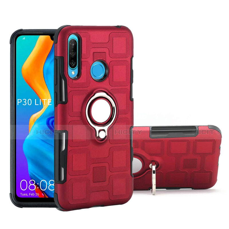 Coque Contour Silicone et Plastique Housse Etui Mat avec Magnetique Support Bague Anneau A01 pour Huawei Nova 4e Plus