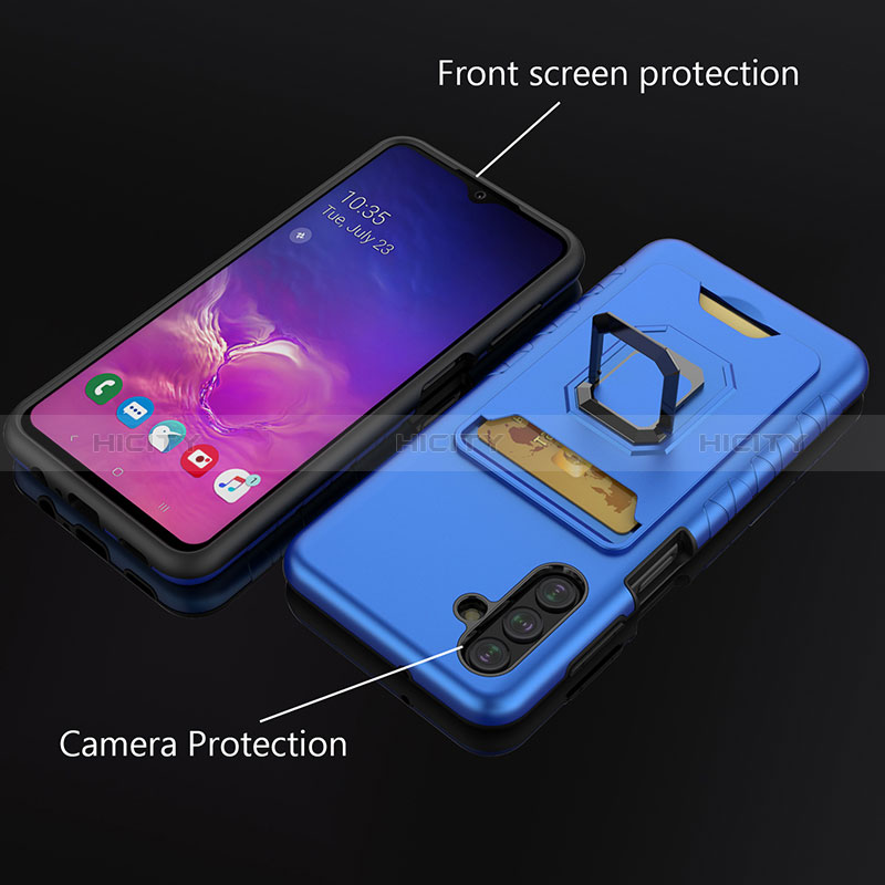 Coque Contour Silicone et Plastique Housse Etui Mat avec Magnetique Support Bague Anneau J01S pour Samsung Galaxy A04s Plus