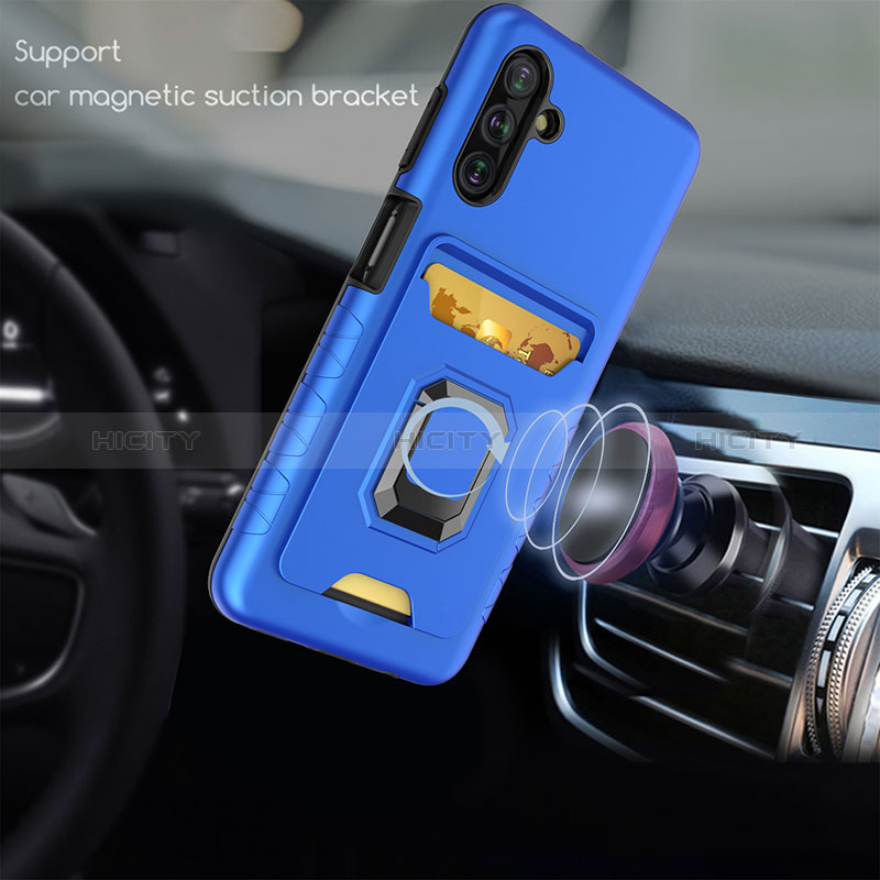 Coque Contour Silicone et Plastique Housse Etui Mat avec Magnetique Support Bague Anneau J01S pour Samsung Galaxy A04s Plus