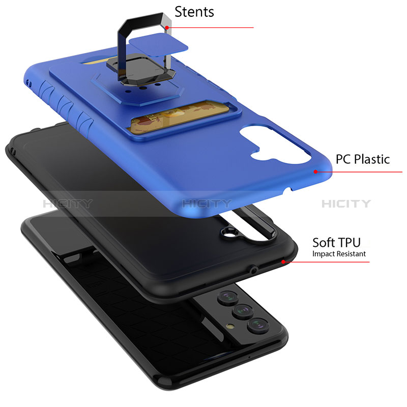 Coque Contour Silicone et Plastique Housse Etui Mat avec Magnetique Support Bague Anneau J01S pour Samsung Galaxy A04s Plus