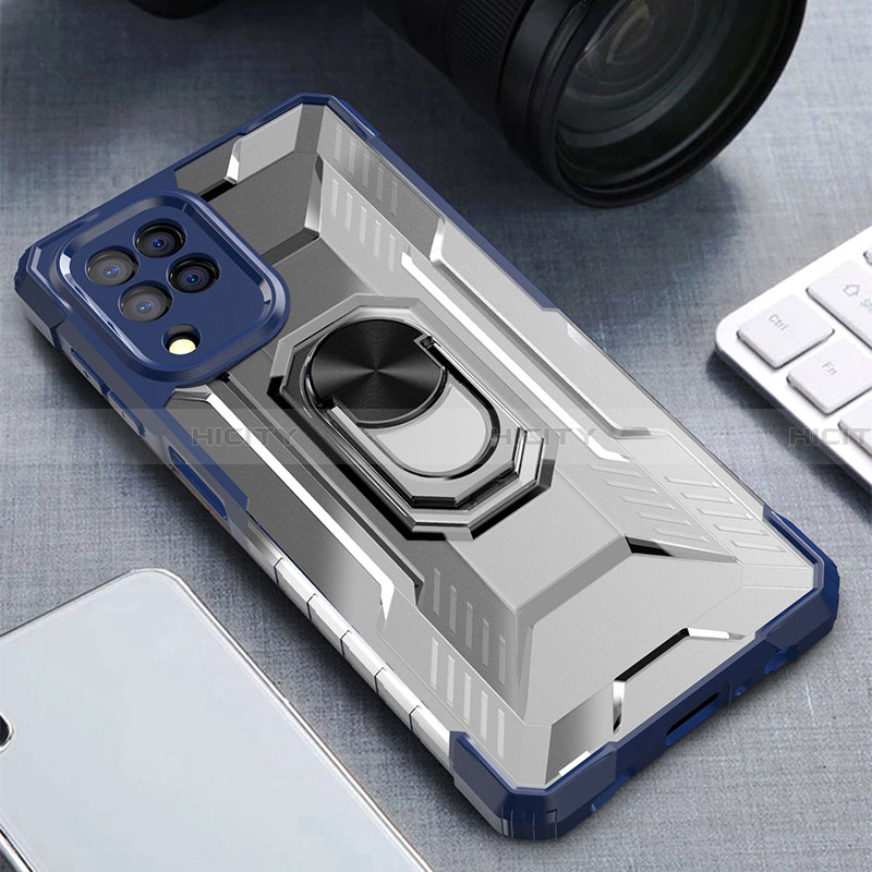 Coque Contour Silicone et Plastique Housse Etui Mat avec Magnetique Support Bague Anneau J01S pour Samsung Galaxy A22 4G Plus