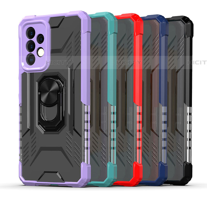 Coque Contour Silicone et Plastique Housse Etui Mat avec Magnetique Support Bague Anneau J01S pour Samsung Galaxy A52 5G Plus