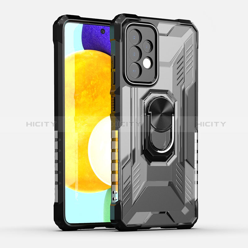 Coque Contour Silicone et Plastique Housse Etui Mat avec Magnetique Support Bague Anneau J01S pour Samsung Galaxy A52s 5G Noir Plus