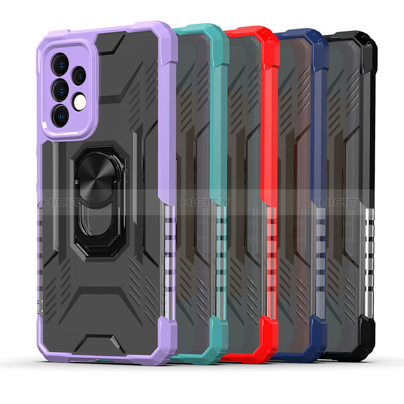 Coque Contour Silicone et Plastique Housse Etui Mat avec Magnetique Support Bague Anneau J01S pour Samsung Galaxy A52s 5G Plus