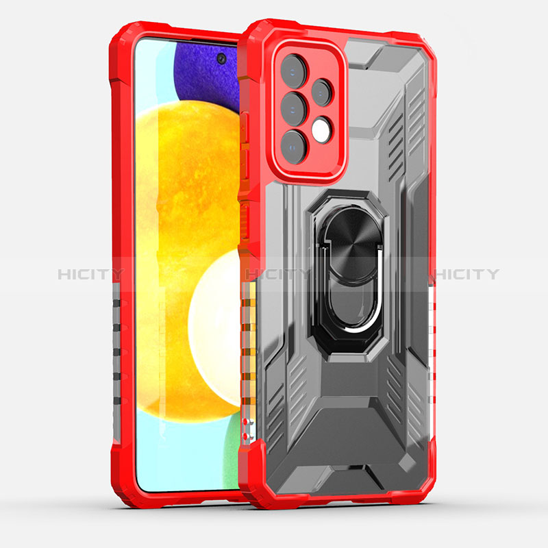 Coque Contour Silicone et Plastique Housse Etui Mat avec Magnetique Support Bague Anneau J01S pour Samsung Galaxy A52s 5G Rouge Plus