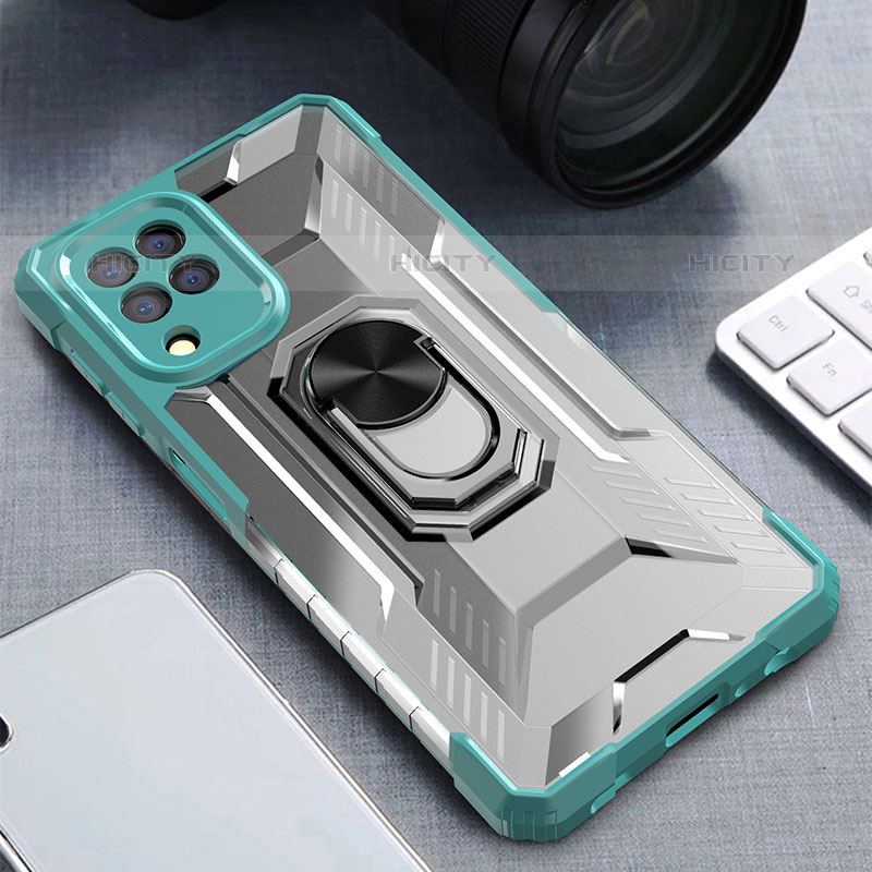 Coque Contour Silicone et Plastique Housse Etui Mat avec Magnetique Support Bague Anneau J01S pour Samsung Galaxy M22 4G Plus