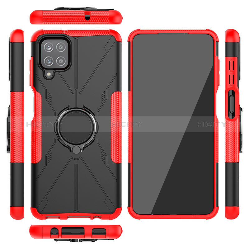 Coque Contour Silicone et Plastique Housse Etui Mat avec Magnetique Support Bague Anneau J01X pour Samsung Galaxy A12 Plus