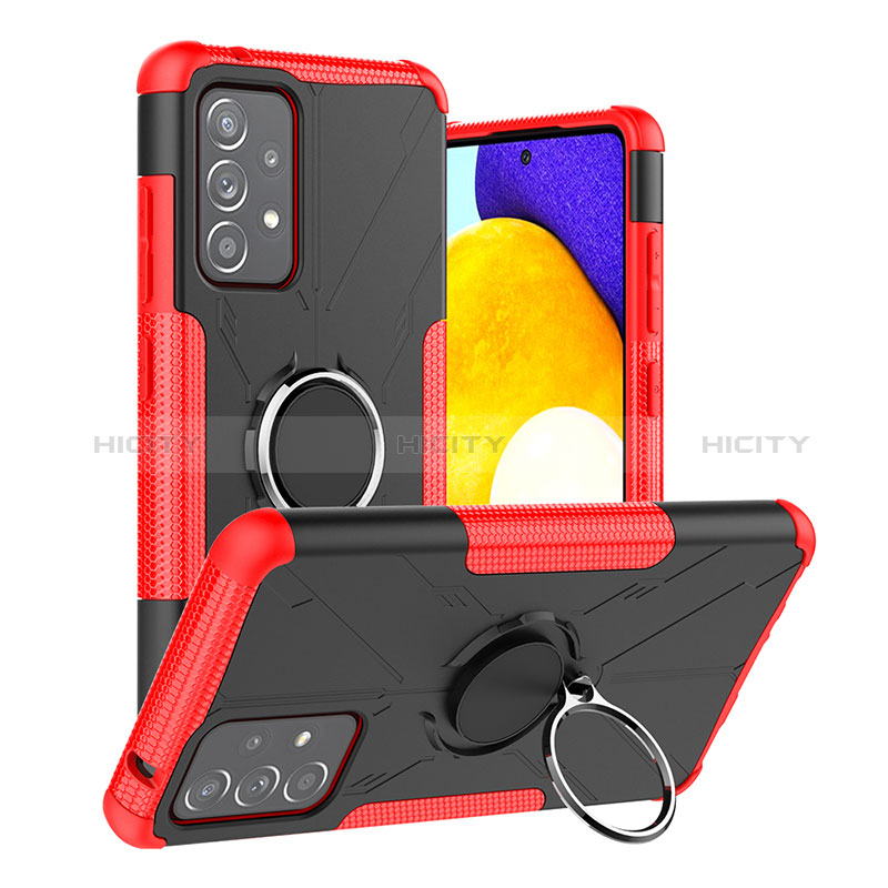 Coque Contour Silicone et Plastique Housse Etui Mat avec Magnetique Support Bague Anneau J01X pour Samsung Galaxy A52s 5G Rouge Plus