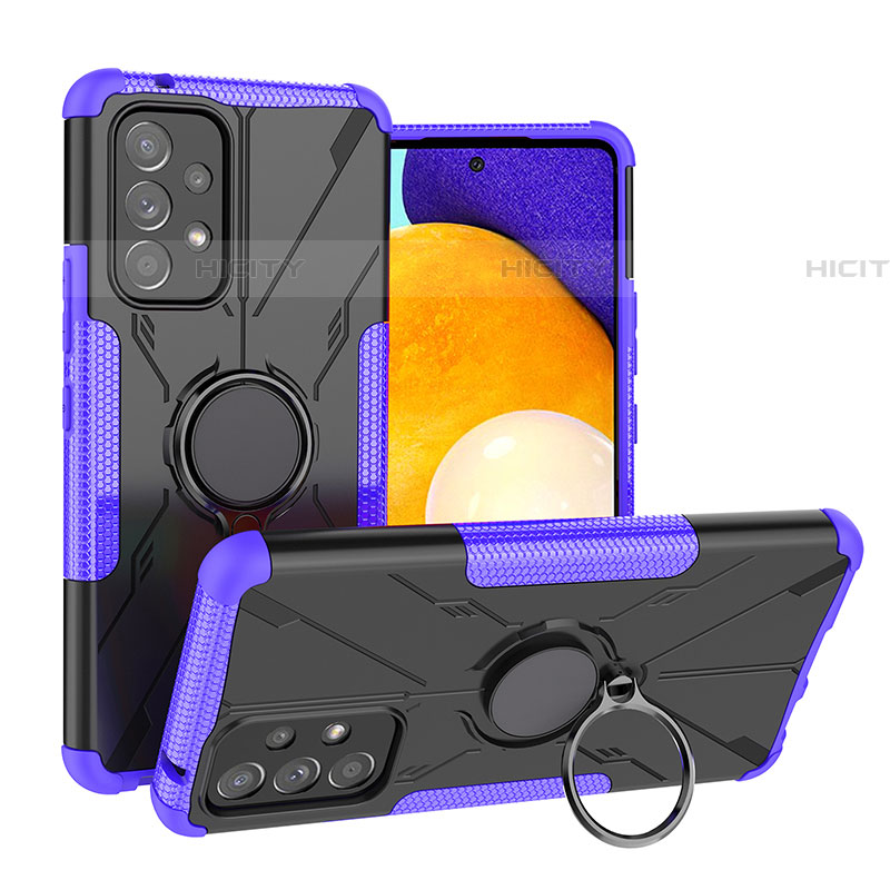 Coque Contour Silicone et Plastique Housse Etui Mat avec Magnetique Support Bague Anneau J01X pour Samsung Galaxy A53 5G Violet Plus