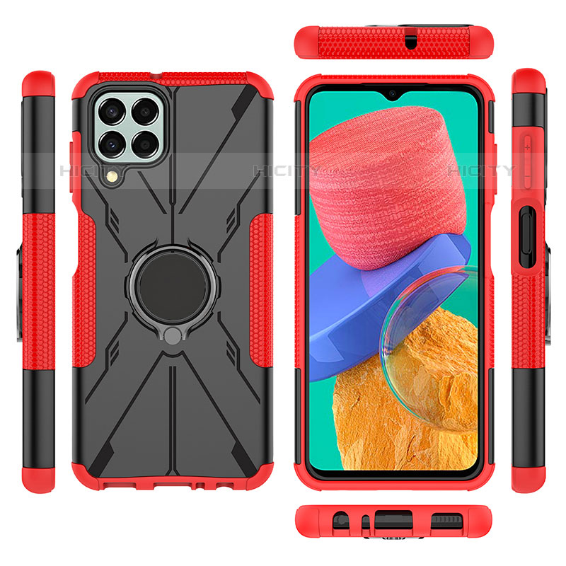 Coque Contour Silicone et Plastique Housse Etui Mat avec Magnetique Support Bague Anneau J01X pour Samsung Galaxy M33 5G Plus