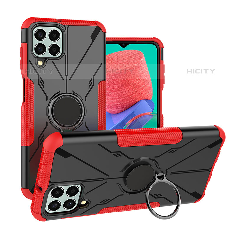 Coque Contour Silicone et Plastique Housse Etui Mat avec Magnetique Support Bague Anneau J01X pour Samsung Galaxy M33 5G Rouge Plus