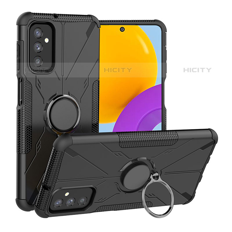 Coque Contour Silicone et Plastique Housse Etui Mat avec Magnetique Support Bague Anneau J01X pour Samsung Galaxy M52 5G Noir Plus