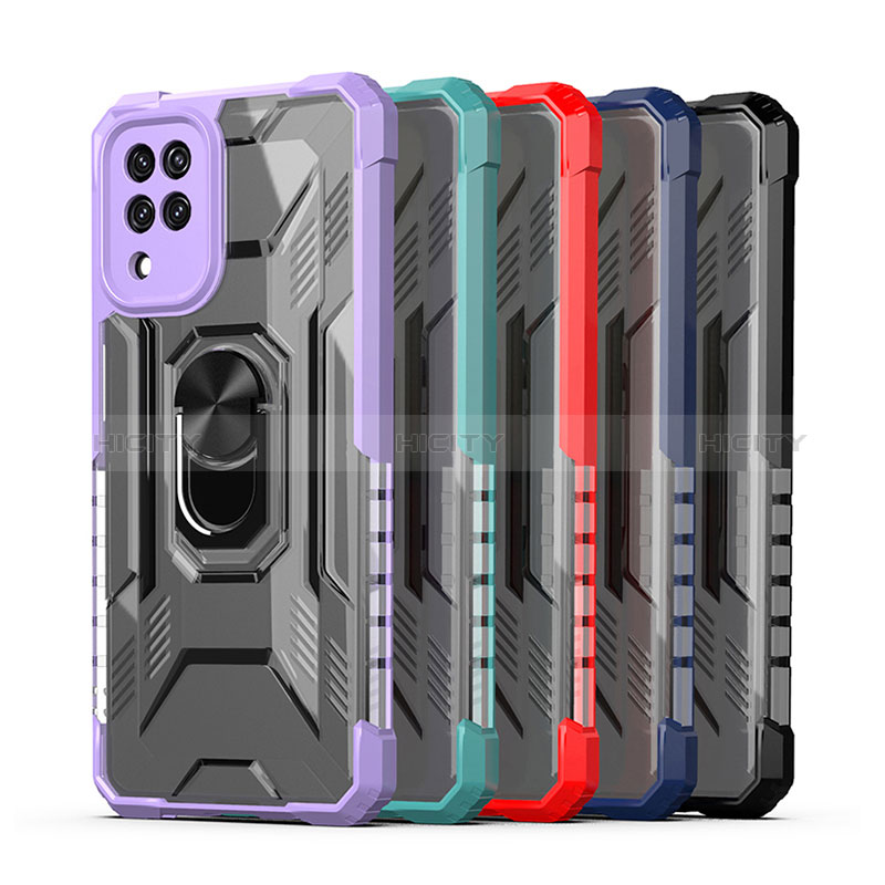 Coque Contour Silicone et Plastique Housse Etui Mat avec Magnetique Support Bague Anneau J02S pour Samsung Galaxy A12 5G Plus