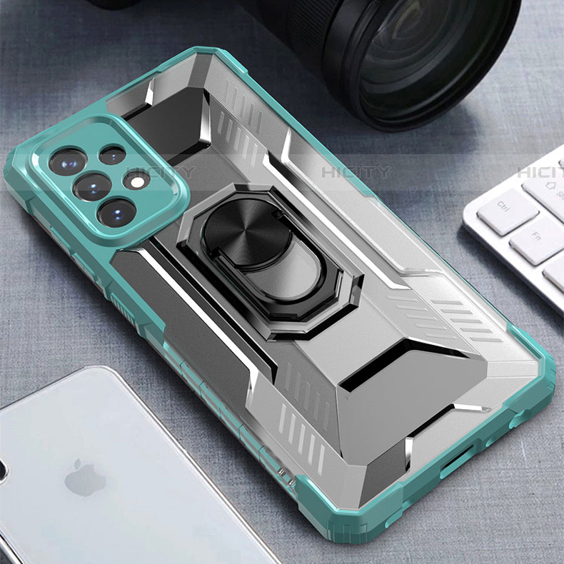 Coque Contour Silicone et Plastique Housse Etui Mat avec Magnetique Support Bague Anneau J02S pour Samsung Galaxy A72 4G Plus