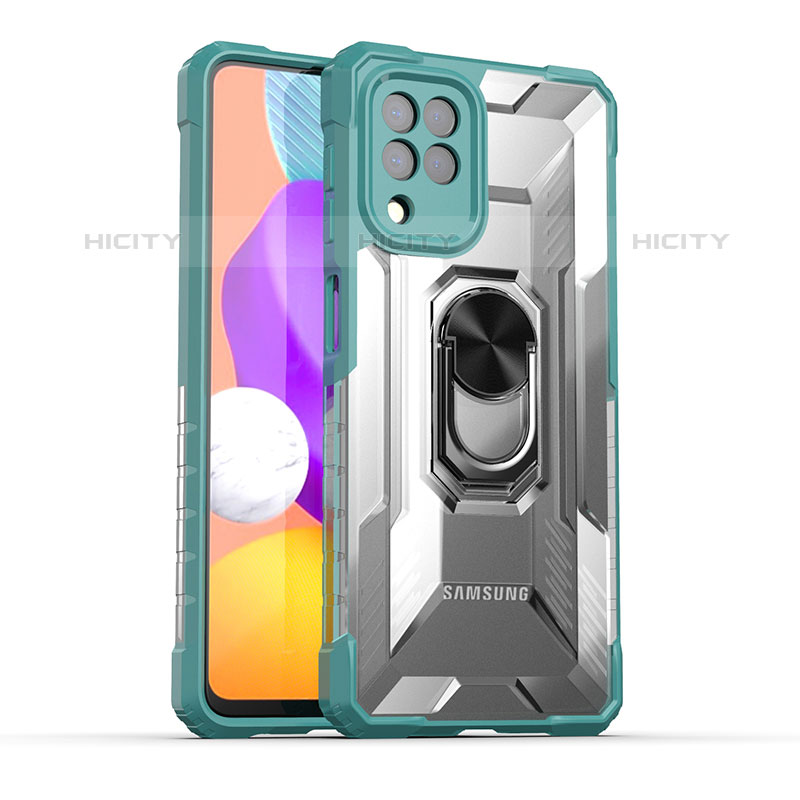 Coque Contour Silicone et Plastique Housse Etui Mat avec Magnetique Support Bague Anneau J02S pour Samsung Galaxy M22 4G Plus