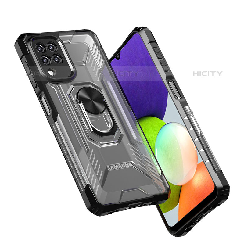 Coque Contour Silicone et Plastique Housse Etui Mat avec Magnetique Support Bague Anneau J02S pour Samsung Galaxy M22 4G Plus