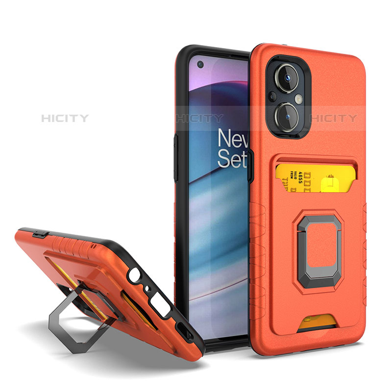 Coque Contour Silicone et Plastique Housse Etui Mat avec Magnetique Support Bague Anneau J03S pour Oppo F21 Pro 5G Orange Plus