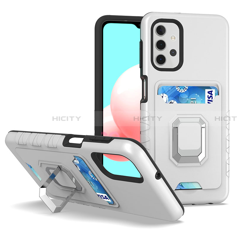 Coque Contour Silicone et Plastique Housse Etui Mat avec Magnetique Support Bague Anneau J03S pour Samsung Galaxy A32 4G Plus