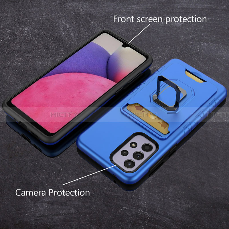 Coque Contour Silicone et Plastique Housse Etui Mat avec Magnetique Support Bague Anneau J03S pour Samsung Galaxy A33 5G Plus