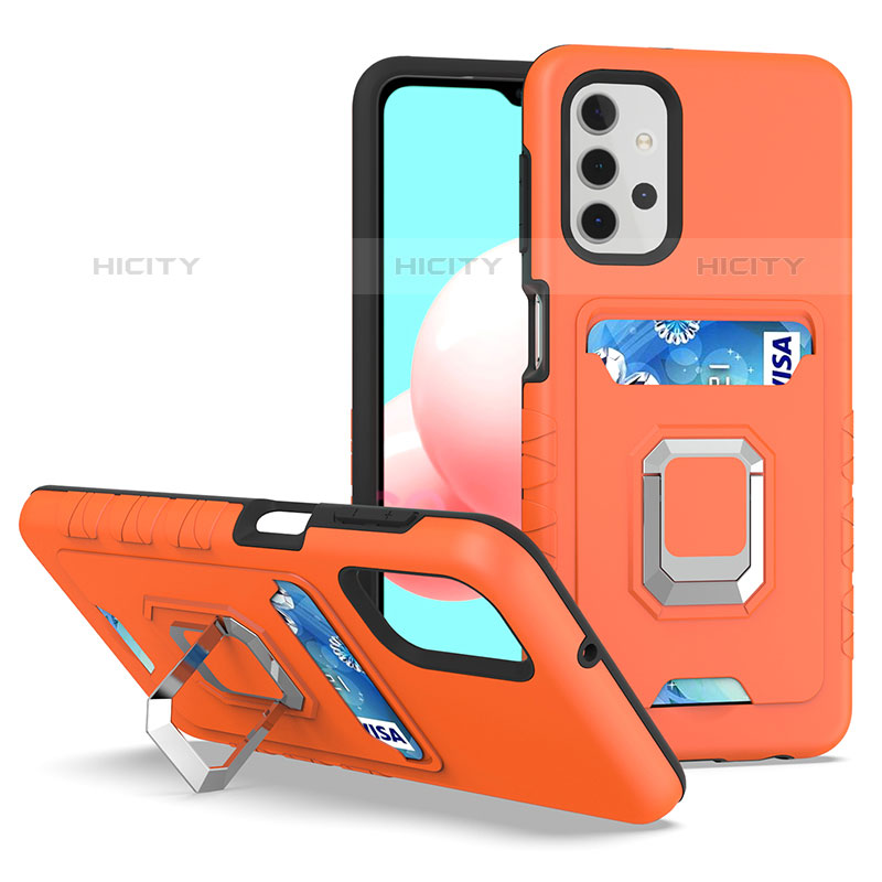 Coque Contour Silicone et Plastique Housse Etui Mat avec Magnetique Support Bague Anneau J03S pour Samsung Galaxy M32 5G Plus