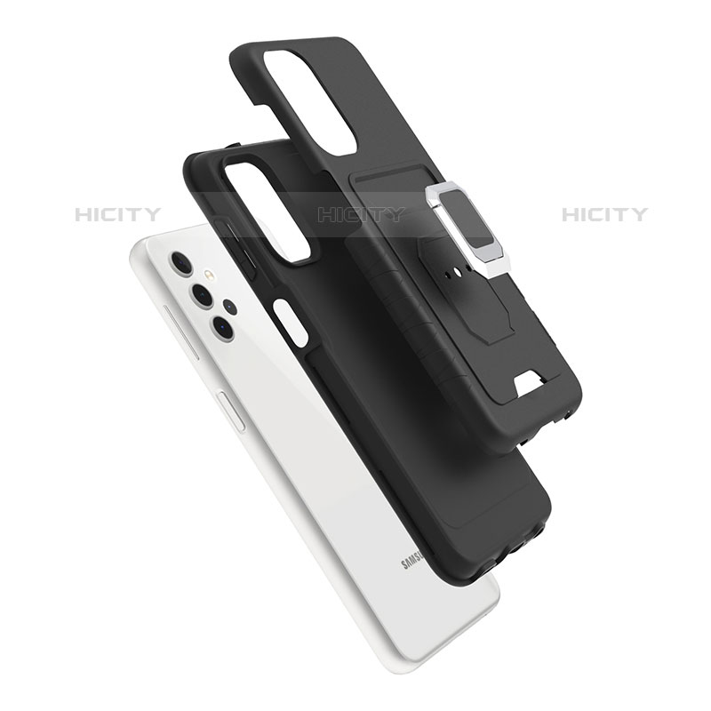 Coque Contour Silicone et Plastique Housse Etui Mat avec Magnetique Support Bague Anneau J03S pour Samsung Galaxy M32 5G Plus