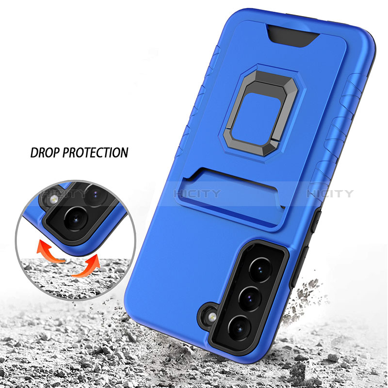 Coque Contour Silicone et Plastique Housse Etui Mat avec Magnetique Support Bague Anneau J03S pour Samsung Galaxy S22 Plus 5G Plus