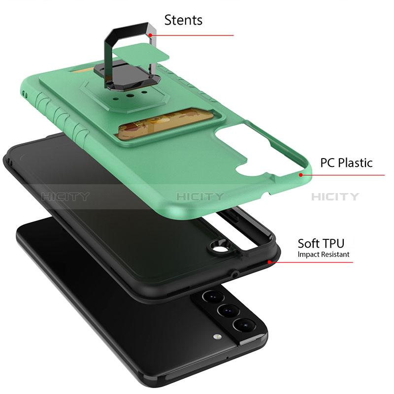 Coque Contour Silicone et Plastique Housse Etui Mat avec Magnetique Support Bague Anneau J03S pour Samsung Galaxy S22 Plus 5G Plus