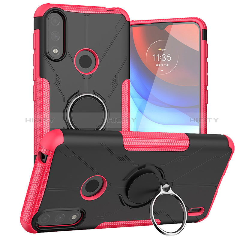 Coque Contour Silicone et Plastique Housse Etui Mat avec Magnetique Support Bague Anneau JX1 pour Motorola Moto E7 Power Plus